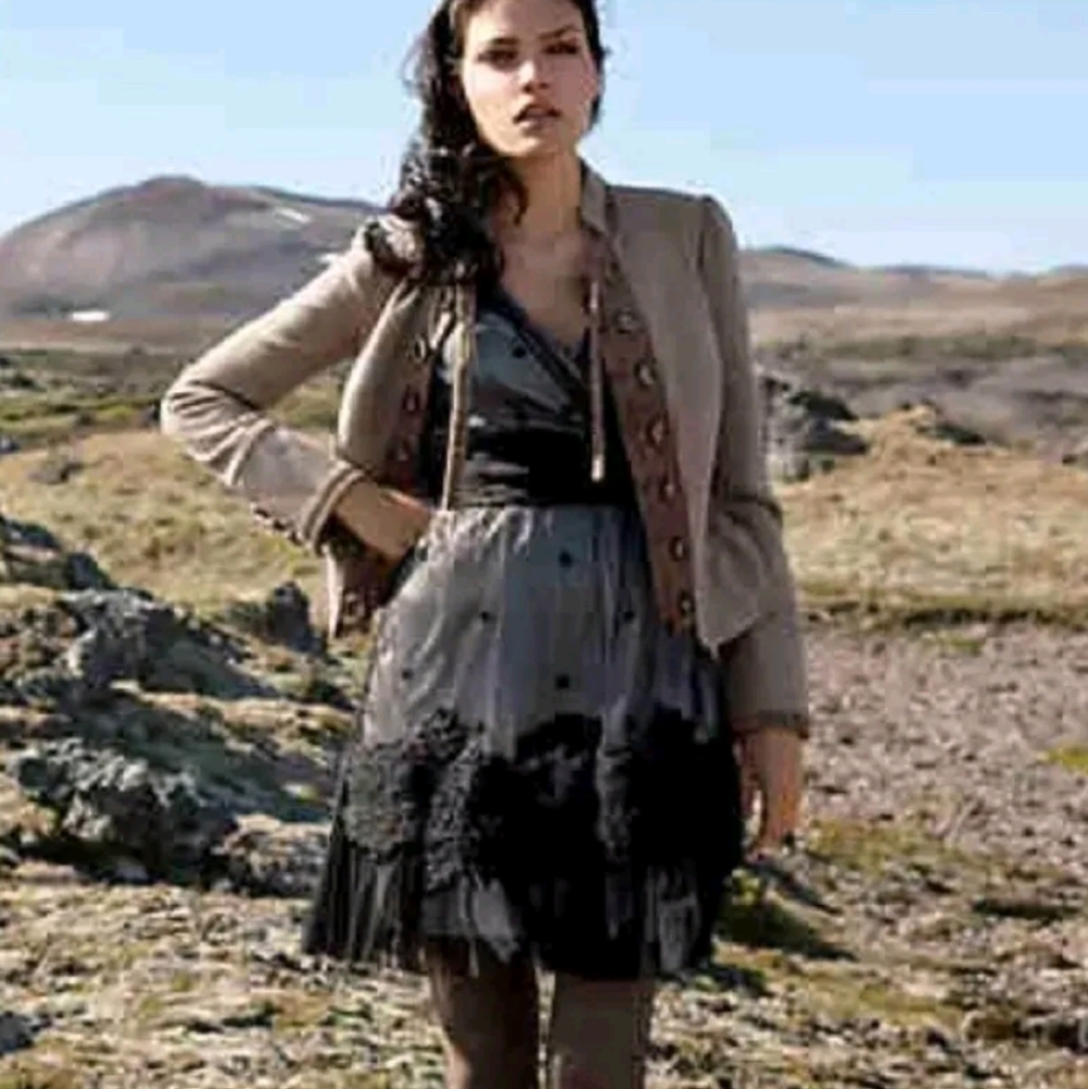Yoana Baraschi Dress Mini Black Lace‎ Polka Dot Tulle Cooled Lava